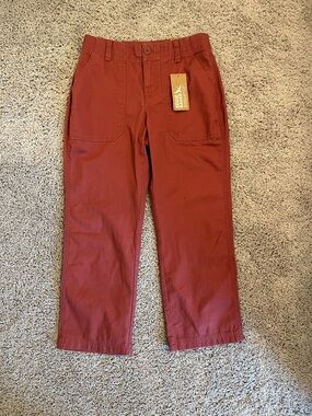 Eddie Bauer Utility Stretch Canvas Kick Cropped high waisted Pants red NEW NWT